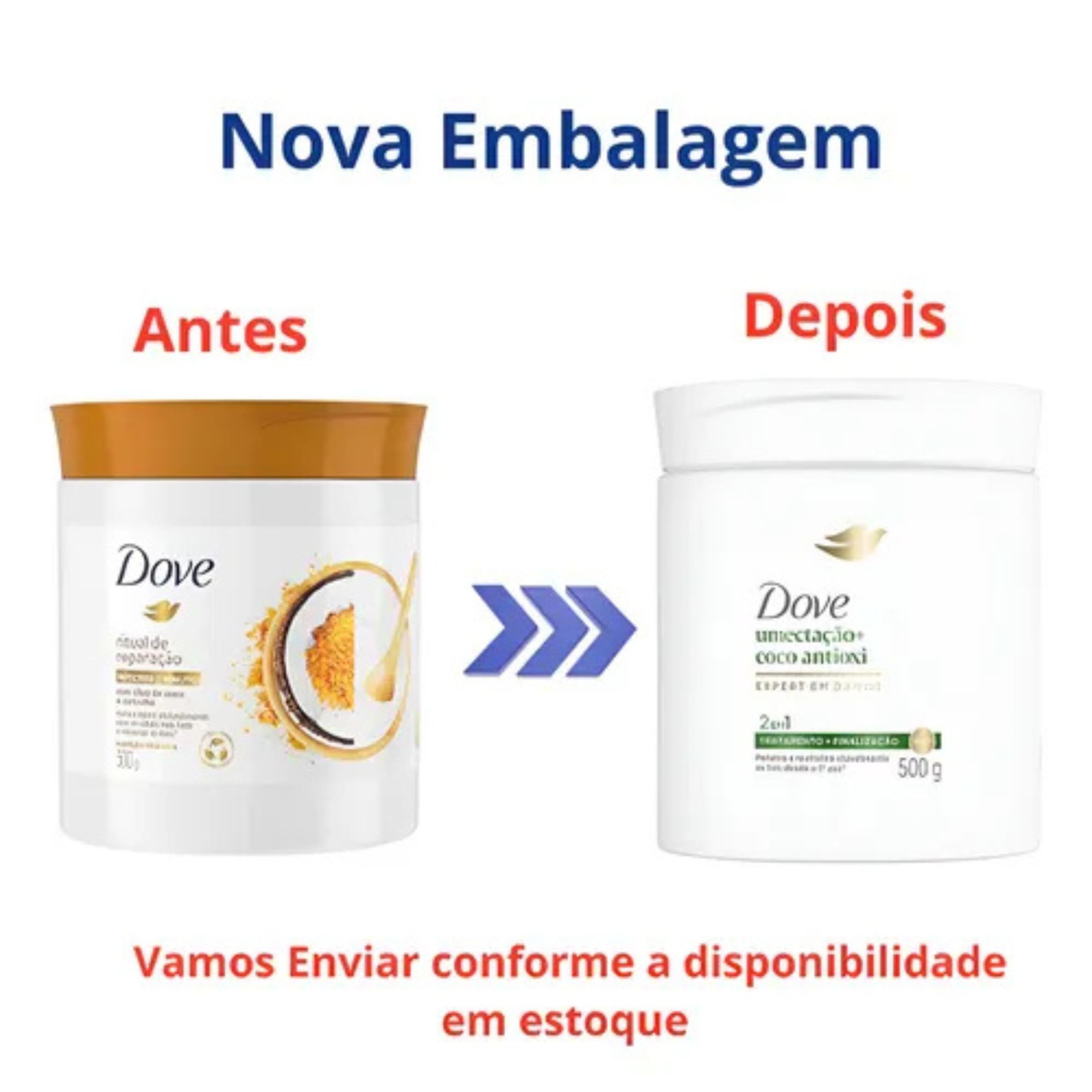Máscara Capilar Dove 2 em 1 Umectação + Coco Antioxi 500g - Imagem 4