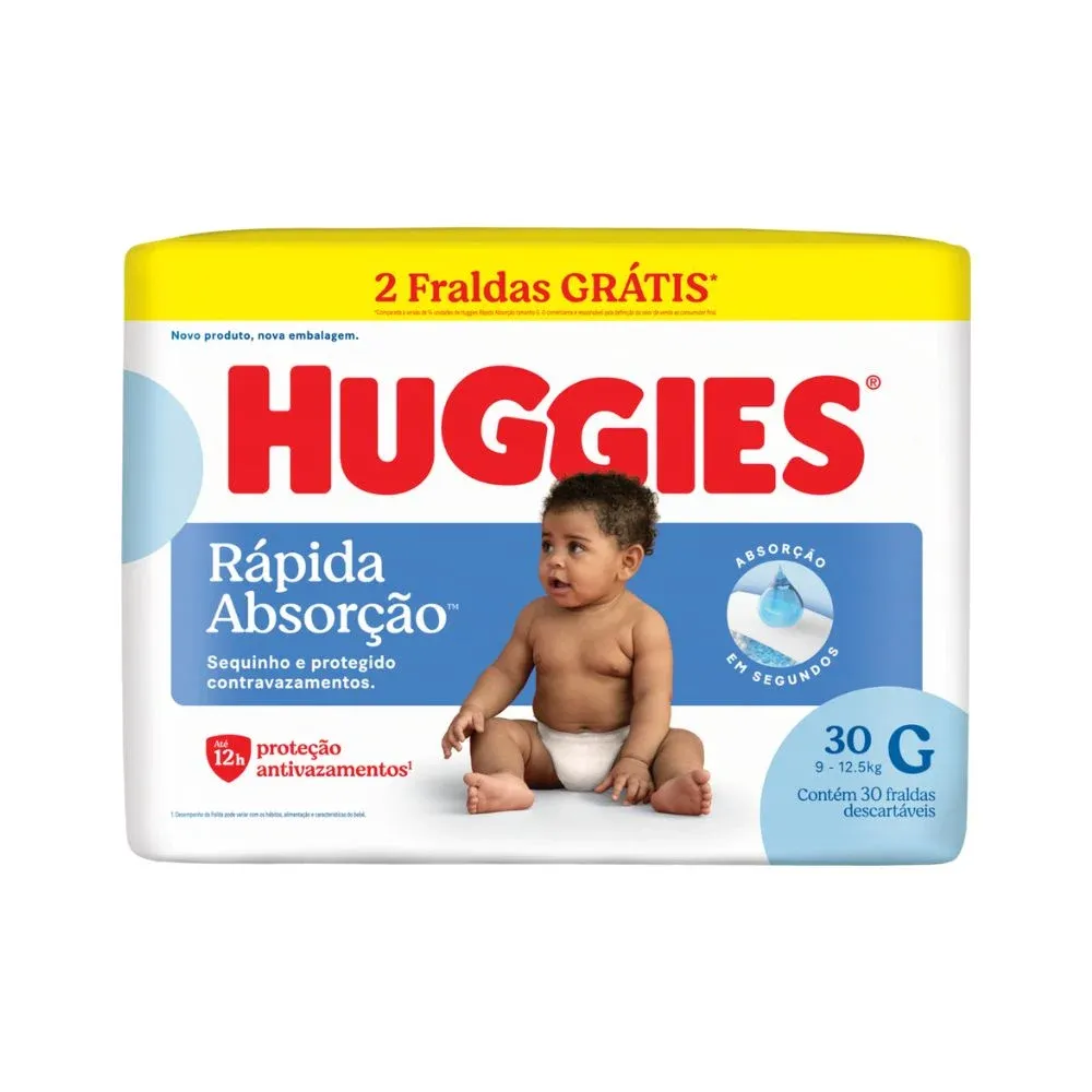 Fralda Huggies Tripla Proteção Mega G 30 Unidades