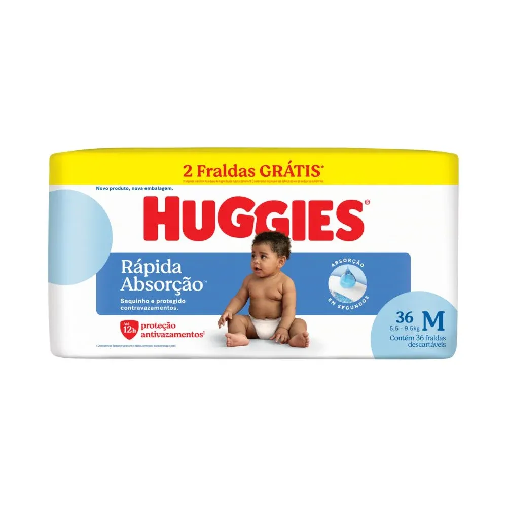 Fralda Huggies Tripla Proteção Mega M 36 Unidades