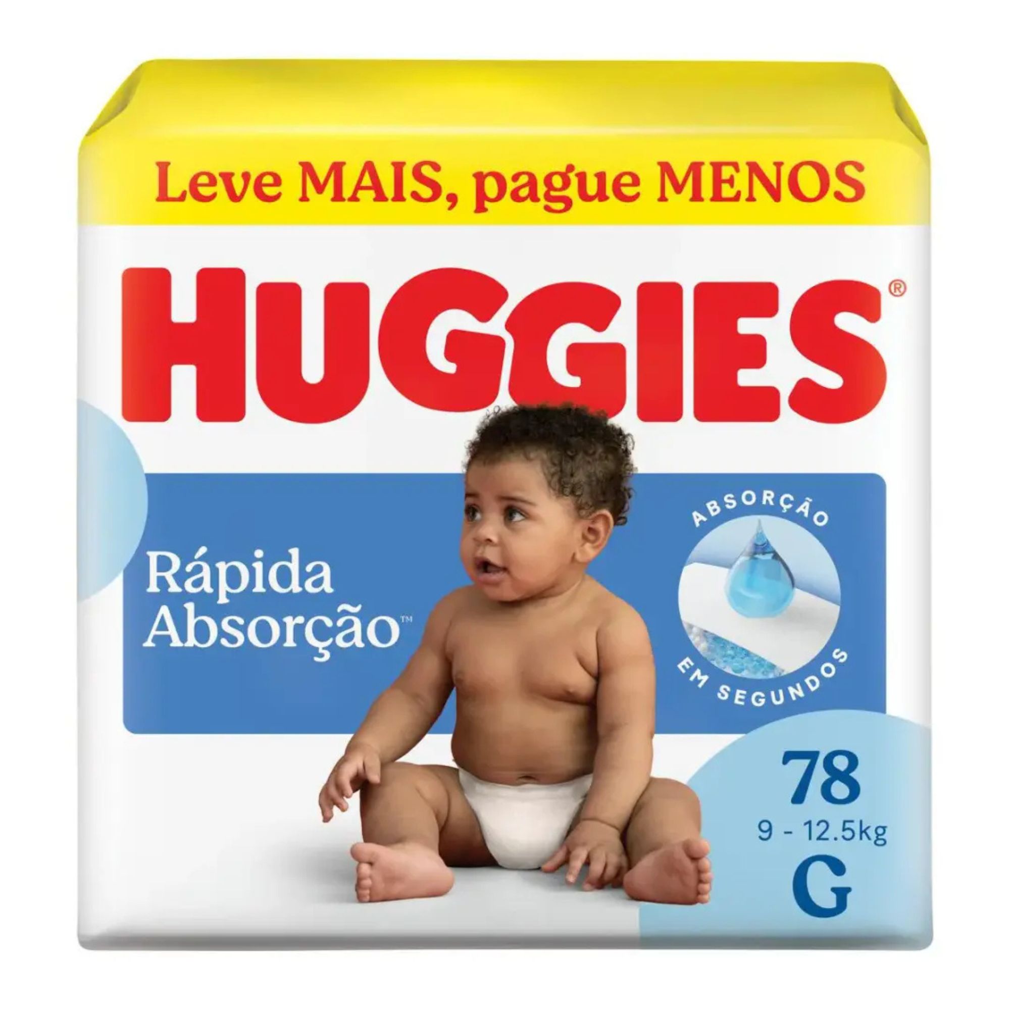 Fralda Infantil Huggies Rápida Absorção G 78 Unidades