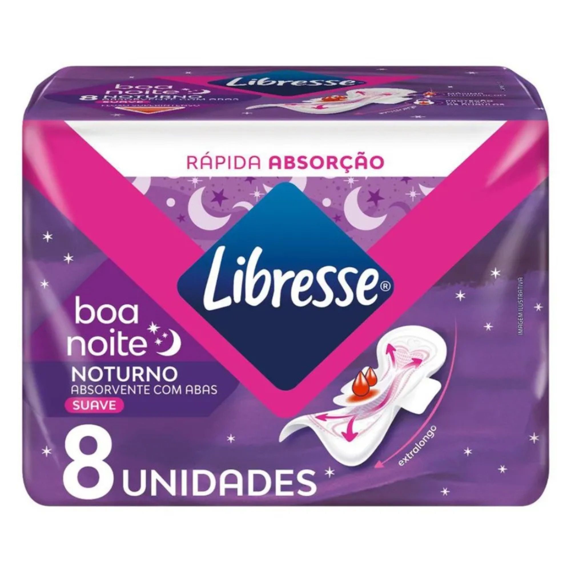 Absorvente Libresse Noturno Boa Noite Suave Com Abas 8 Unidades