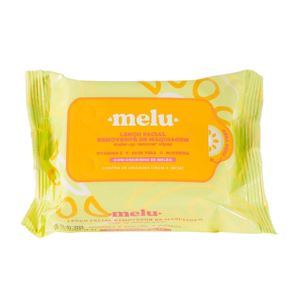 Lenço Facial Removedor De Maquiagem Melu Melão By Ruby Rose 25 Unidades