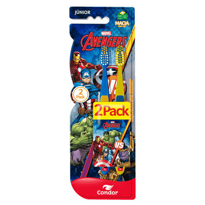 Escova Dental Infantil Condor Avengers Júnior 6+ Anos 2 Unidades