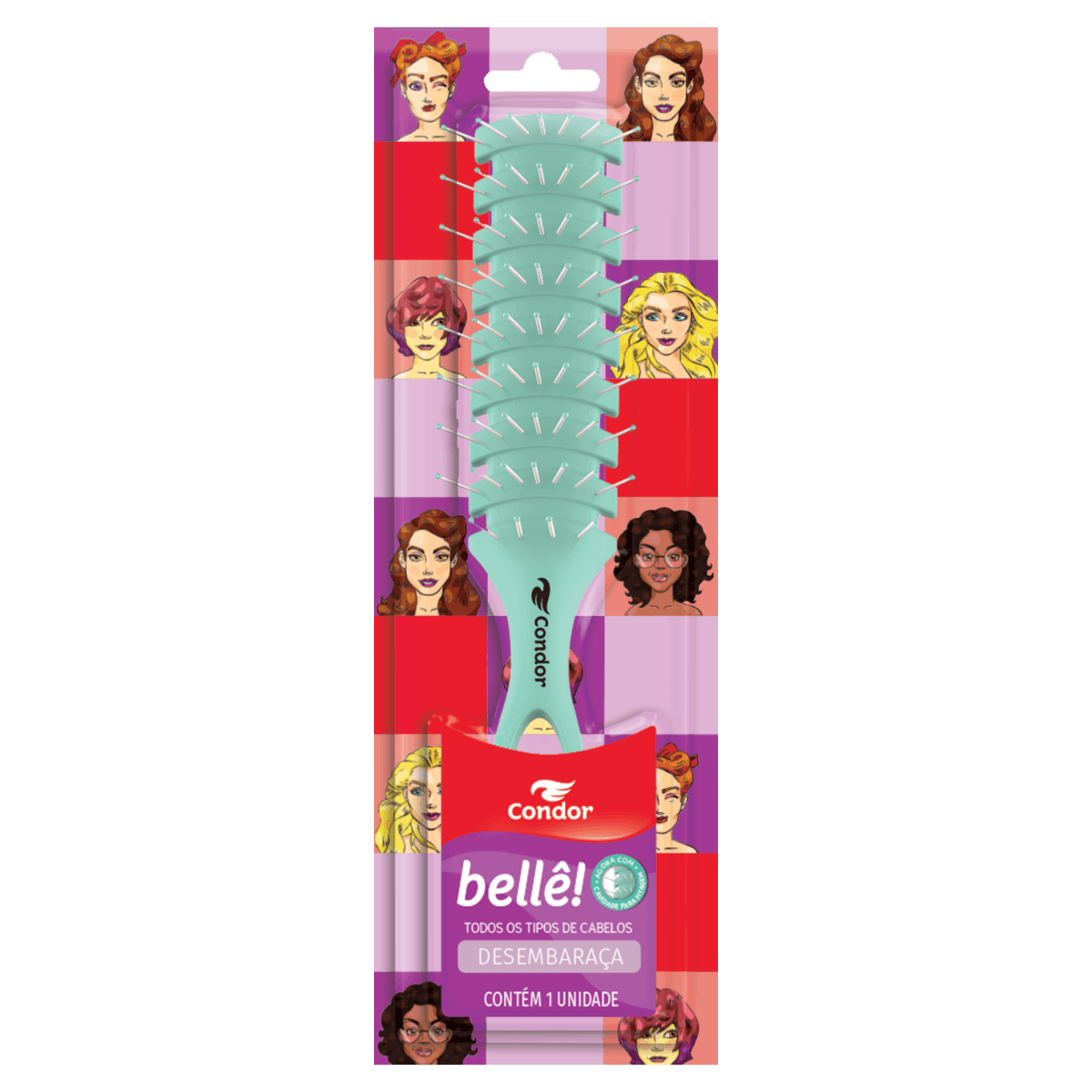 Escova para Cabelo Plana Verde Condor Bellê