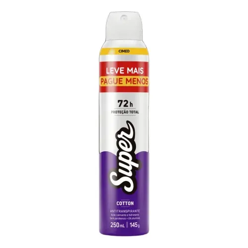 Desodorante Super Cimed Feminino Cotton Aerossol 250ml