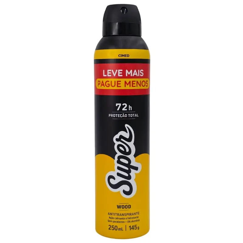 Desodorante Super Cimed Masculino Wood Aerossol 72h 250ml