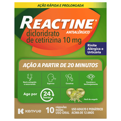 Reactine Antialérgico 10mg 10 Cápsulas Moles