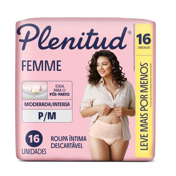Roupa Íntima Descartável Plenitud Active Mulher P/m 16 Unidades