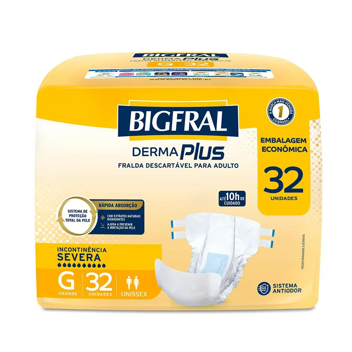 Fralda Descartável para Adulto Bigfral Derma Plus G 32 Unidades