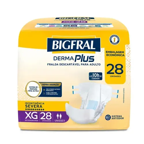 Fralda Descartável para Adulto Bigfral Derma Plus XG 28 Unidades