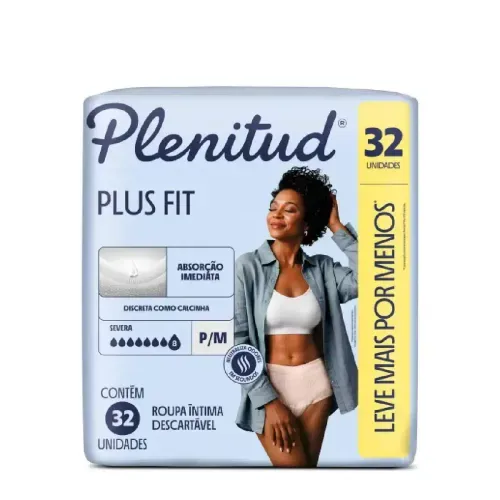 Roupa Íntima Descartável Plenitud Plus Fit P/m 32 Unidades