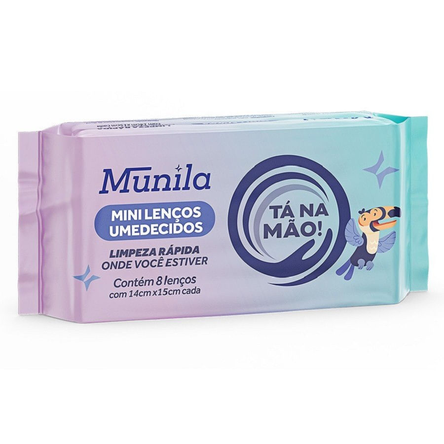 Mini Lenços Umedecidos Munila Tá Na Mão 8 Unidades