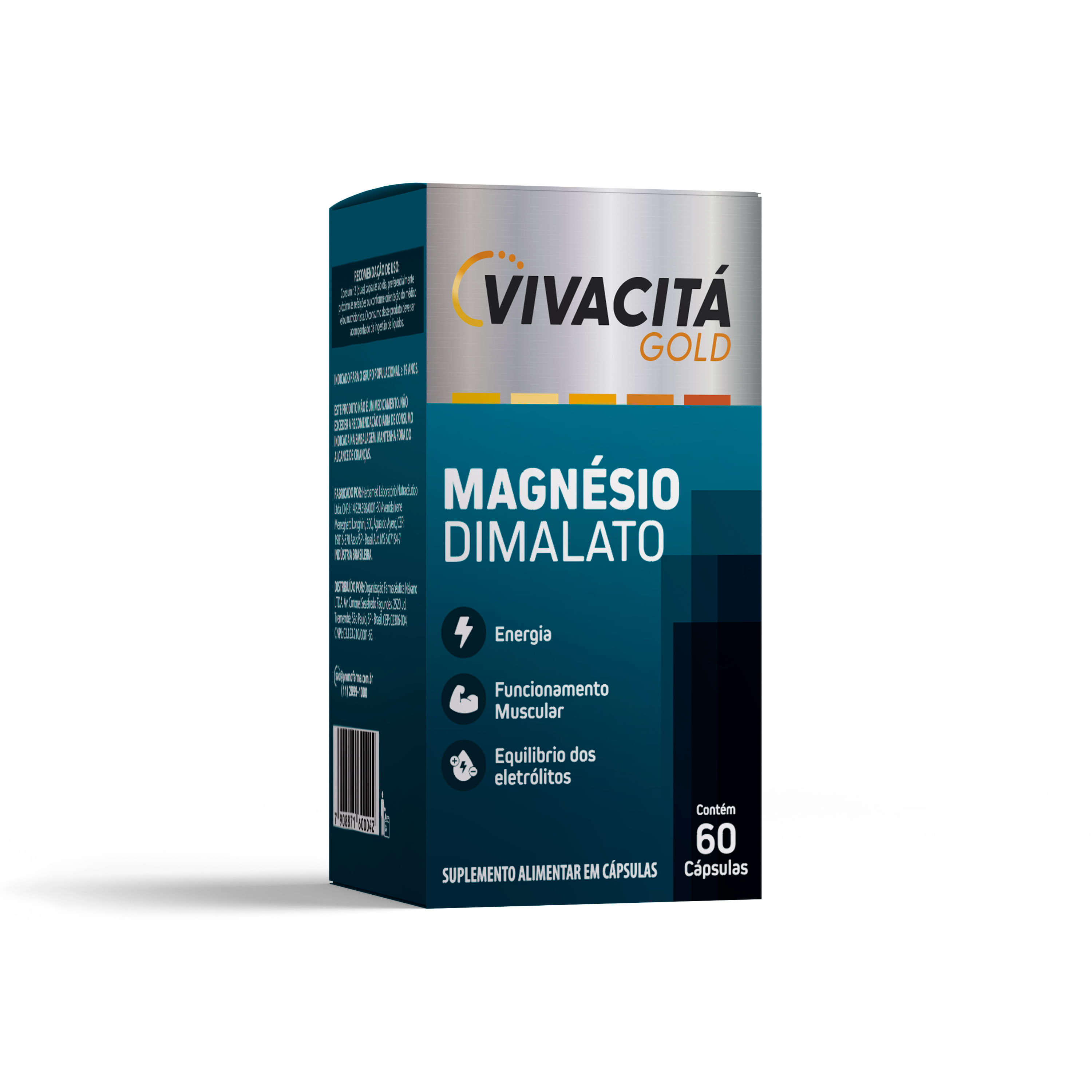 Magnésio Dimalato 260mg Vivacitá Gold 60 Cápsulas