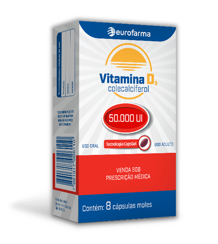 Vitamina D3 Eurofarma 50.000ui 8 Cápsulas Gel