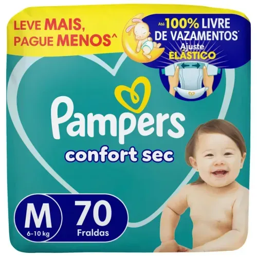 Fralda Pampers Confort Sec M 70 Unidades