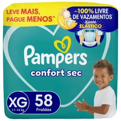 Fralda Pampers Confort Sec Xg 58 Unidades