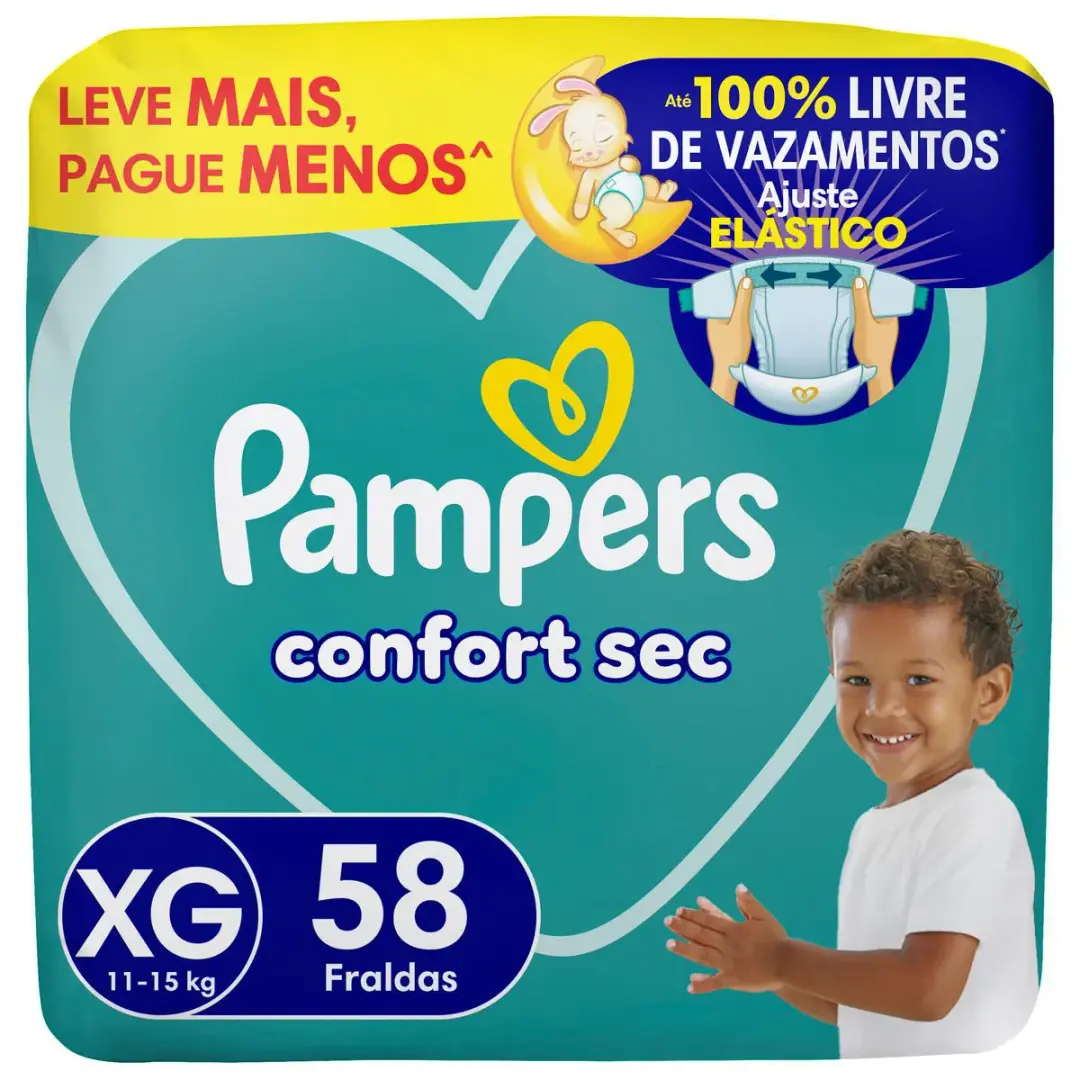 Fralda Pampers Confort Sec Xg 58 Unidades