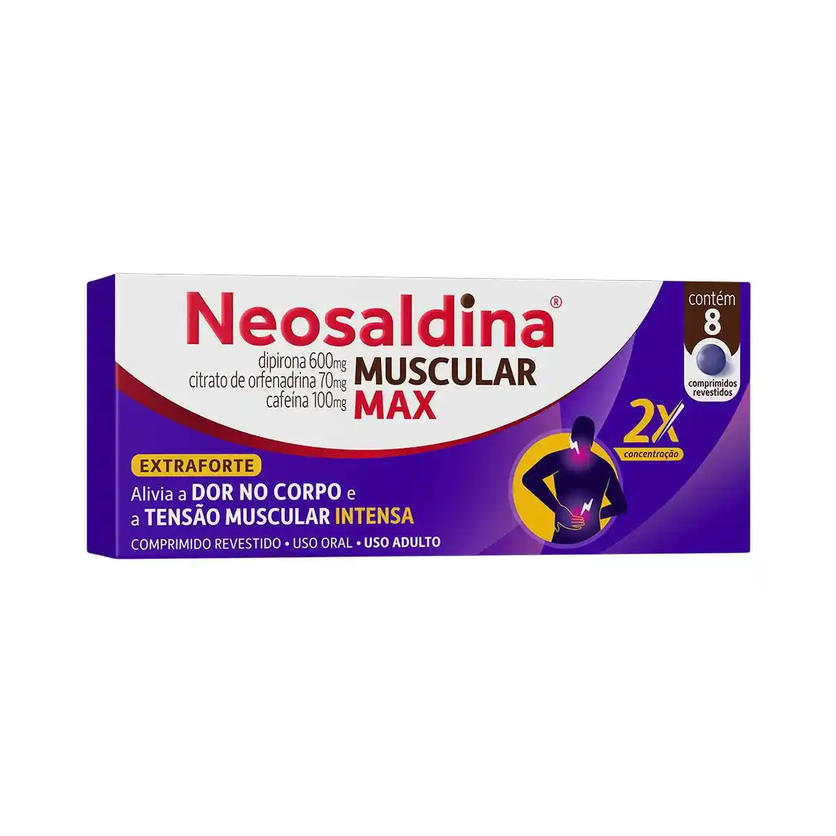 Neosaldina Muscular Max Dipirona 600mg + Cafeína 100mg + Citrato De Orfenadrina 70mg 8 Comprimidos