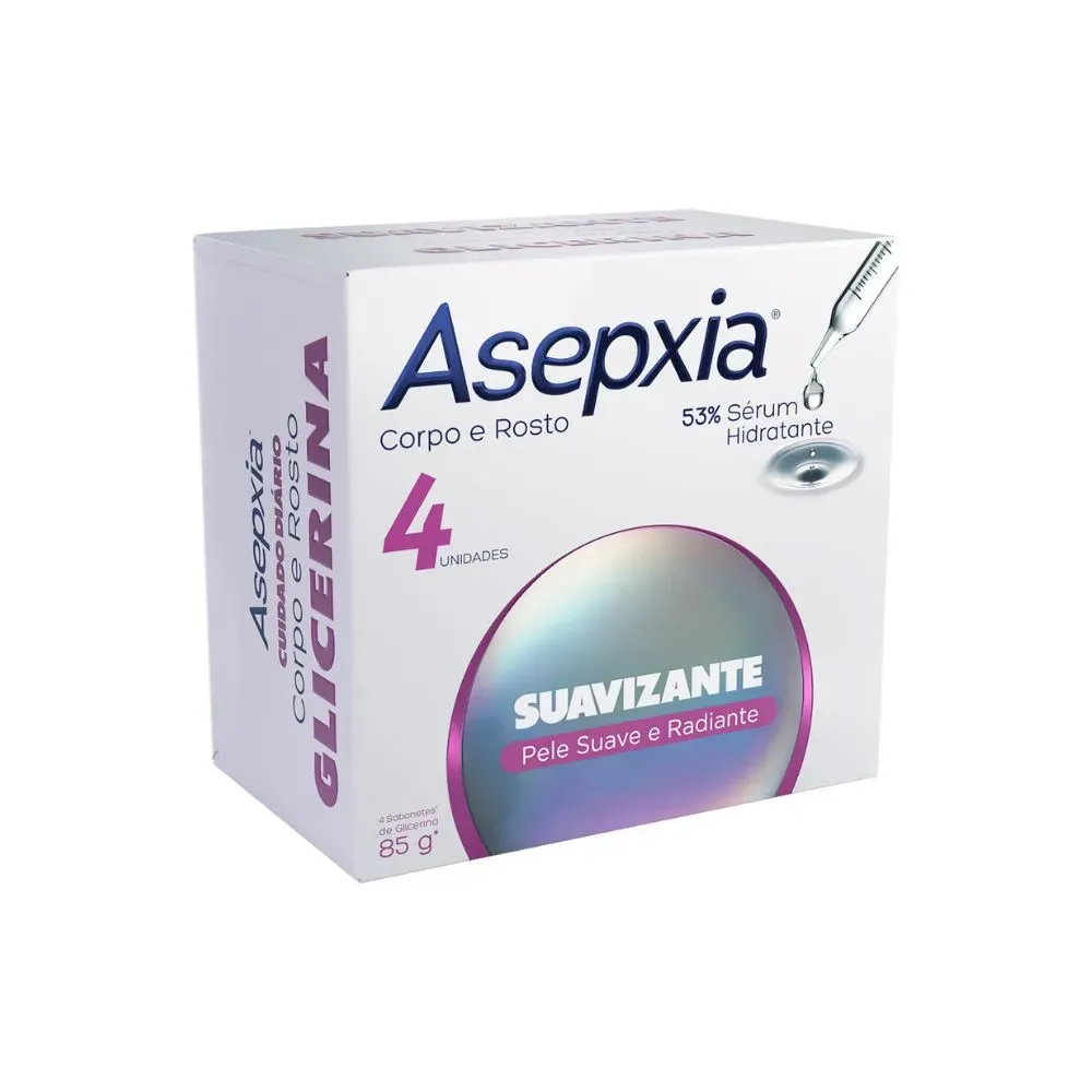 Sabonete em Barra Asepxia 53% Sérum Hidratante Corpo e Rosto Suavizante 4 Unidades de 85g
