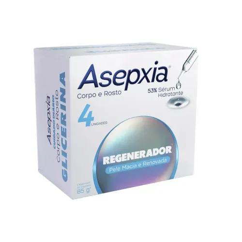 Sabonete em Barra Asepxia 53% Sérum Hidratante Corpo e Rosto 4 Unidades de 85g
