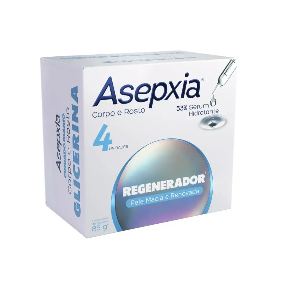 Sabonete em Barra Asepxia 53% Sérum Hidratante Corpo e Rosto 4 Unidades de 85g