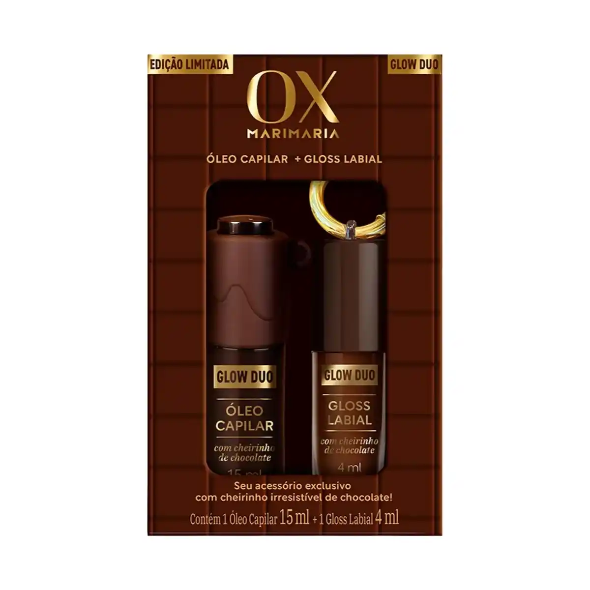 Kit Ox Chocolate Óleo Capilar 15ml + Gloss Labial 4ml