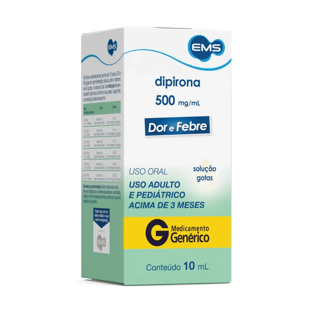 Dipirona Monoidratada 500mg/ml EMS Genérico Solução Gotas 10ml