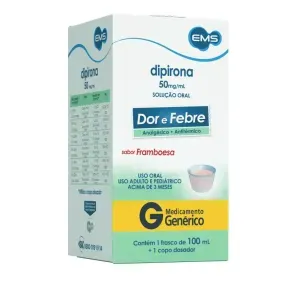 Dipirona Monoidratada 50Mg/Ml Ems Genérico Solução Oral Sabor Framboesa 100Ml