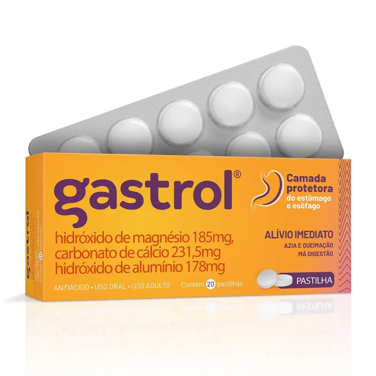 Gastrol 185mg/231,5mg/178mg 20 Pastilhas