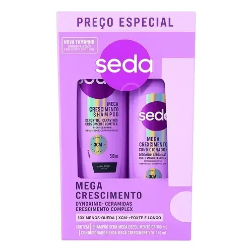 Kit Seda Mega Crescimento Shampoo 300ml + Condicionador 190ml
