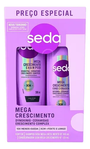 Kit Seda Mega Crescimento Shampoo 300ml + Condicionador 190ml