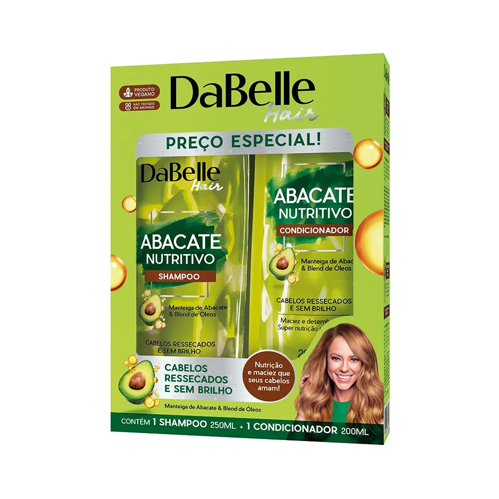 Kit Dabelle Abacate Nutritivo Shampoo 250ml + Condicionador 200ml