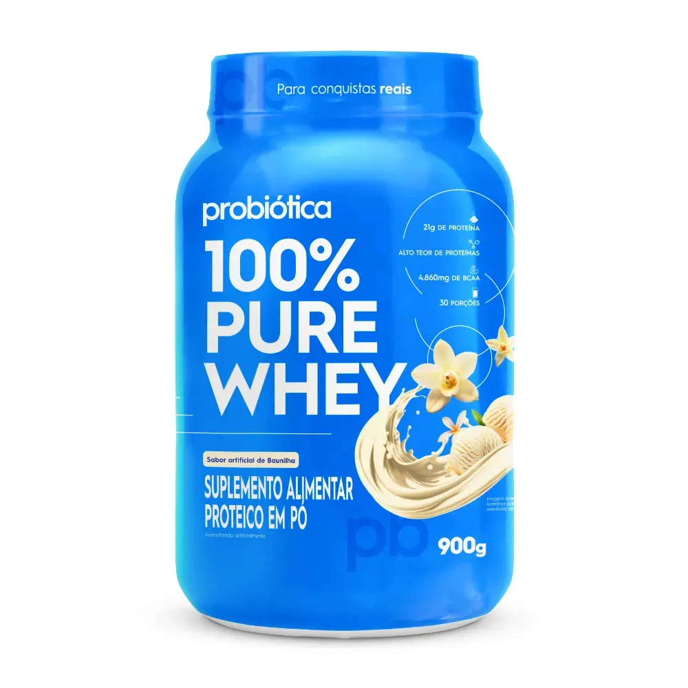 Whey Protein Probiótica 100% Pure Whey Sabor Baunilha 900g