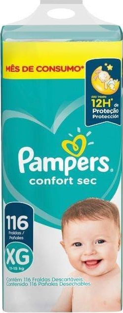 Fralda Pampers Confort Sec Jumbo Plus Xg 116 Unidades