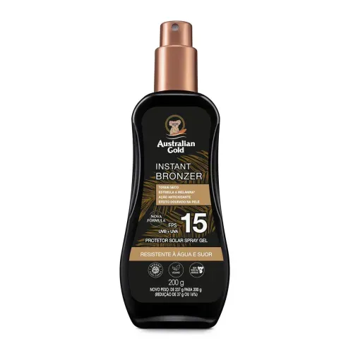 Protetor Solar Corporal Australian Gold Instant Bronzer Spray Gel Fps 15 200g