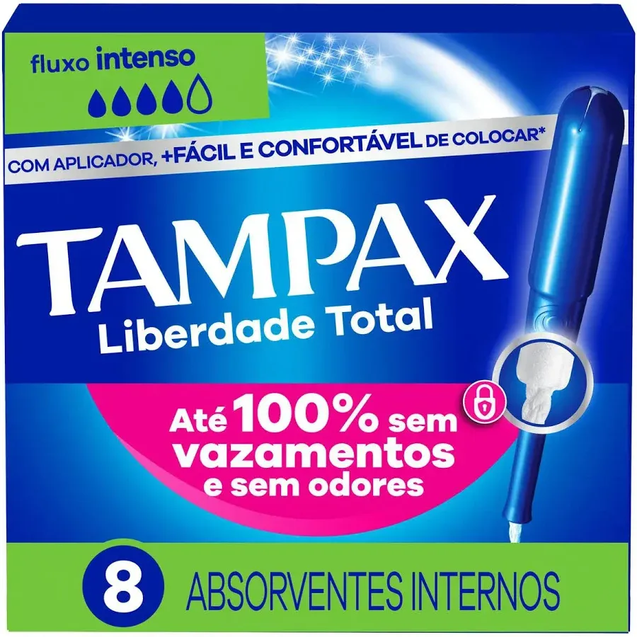 Absorvente Interno Tampax Fluxo Intenso com Aplicador 8 Unidades