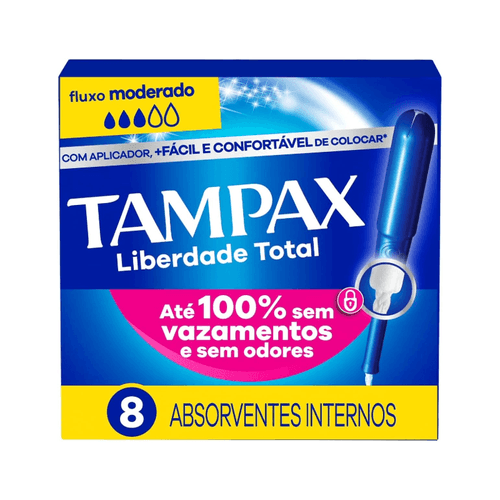 Absorvente Interno Tampax Fluxo Moderado com Aplicador 8 Unidades